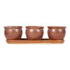 Accent Plus Ceramic Mini Planter Set - Brown Round