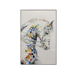Handmade modern white horse oil painting On Canvas Nordic animal Art Poster Wall Art Picture for Living Room Home Decor