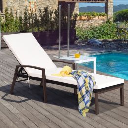 Rattan Lounge Chair Backrest Adjustable Upholstered Garden Brown