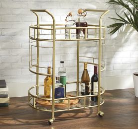 2 Tier Bar Gold Metal Cart