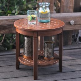 Alston Solid Wood Round Patio Side Table