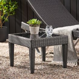 Estelle Outdoor Wicker Accent Table; Grey