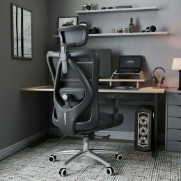 Ergonomic High Back Office Chair; Adjustable Computer Desk Chair with Lumbar Support; 300lb; Black