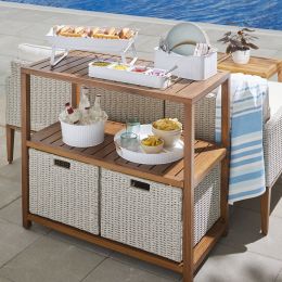 Davenport Outdoor Rectangular Steel Console Table; Gray