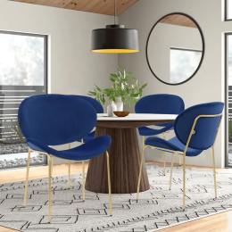 (Set of 2) 24" Wide Modern Velvet Side Dining Chair with Golden Legs
