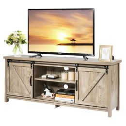 TV Stand Media Center Console Cabinet Sliding Barn Door for TV's 60''