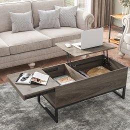 Lift Top Coffee Table with Storage Hidden Compartment & Charging Station Living Room Center Table for Home Office