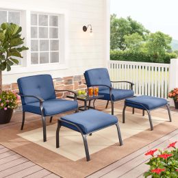5-Piece Outdoor Patio Lounge Set; Blue
