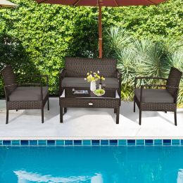 Patio Garden Outdoor 4PC Rattan Wicker Furniture Set