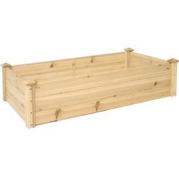 Outdoor Rectangular Wooden Raised Garden Bed for Flower; Vegetable and Herb Gardening - 24"W x 48.25"L x 12.25"H - Brown