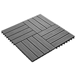 11 pcs Decking Tiles Deep Embossed WPC 11.8"x11.8" 1 sqm Gray