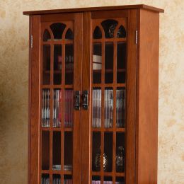 Window Pane Media Cabinet - Oak