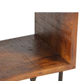 22 Inch Industrial Style Cube Shape Wooden Nightstand with Rough Sawn Texture; Brown