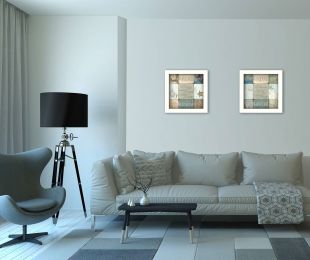 "Sunshine Sand and Sea Collection" 2-Piece Vignette By Dee Dee; Printed Wall Art; Ready To Hang Framed Poster; White Frame