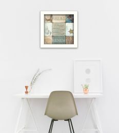"Sand and Sea" By Dee Dee; Printed Wall Art; Ready To Hang Framed Poster; White Frame