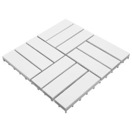 Decking Tiles 30 pcs White 11.8"x11.8" Solid Wood Acacia