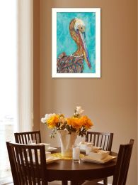 "Pelican I" By Lisa Morales; Printed Wall Art; Ready To Hang Framed Poster; White Frame