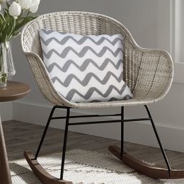 20 x 20 Modern Square Cotton Accent Throw Pillow; Simple Chevron Pattern; Gray; White