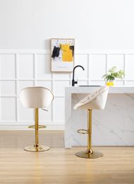 COOLMORE Swivel Bar Stools Set of 2 Adjustable Counter Height Chairs with Footrest for Kitchen; Dining Room 2PC/SET