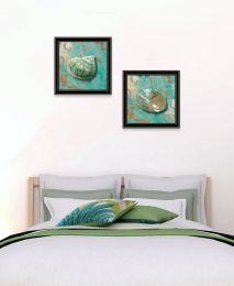 "Azurica I & Sea II" 2-Piece Vignette by Sophie 6; Ready to Hang Framed Print; Black Frame
