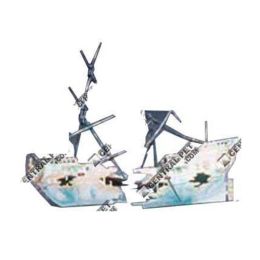 Penn-Plax Split Shipwreck Air Aquarium Ornament Blue; White