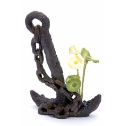 Penn-Plax Anchor Aquarium Ornament Black; Green 7 in Medium