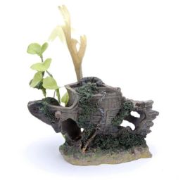 Penn-Plax Shipwreck Bow Aquarium Ornament Brown; Grey 3 in Small