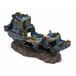 Penn-Plax Pirate Treasure Ship Aquarium Ornament Sunken Treasure Ship Multi-Color 3 in Small
