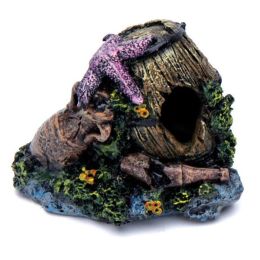Penn-Plax Barrel Aquarium Ornament Brown; Black 3 in Mini
