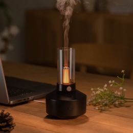 2023 New Design Ultrasonic Smart Humidifier 130ml Essential Oil Aroma Diffuser Candlelight Aroma Diffuser for Home (Color: Black)