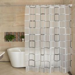 40Waterproof PEVA Shower Curtain Liner Transparent Mildew Curtain Bath For Bathroom Shower Curtain With 12 High Quality Hooks (Color: 180x180cm)