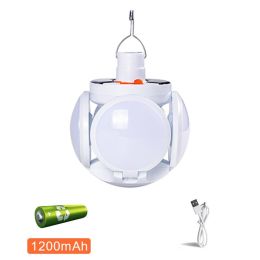 Solar Outdoor Lights Folding LED Soccer Light Bulb Portable Emergency Solar Lamp USB Charge Search Light For Camping Hiking Home (Ships From: CN, Emitting Color: Single battery)