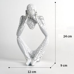 Nordic Art Abstract Thinker Statue Home Crafts Resin Statues Abstract Figure Sculpture Small Ornaments Office Home Desktop Decor (Color: A3 - White - Large, Ships From: CN)