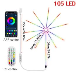 2023 Smart LED Light Strip 200 Modes DIY Firework Bluetooth Music Sound Sync APP Control Christmas Xmas Home Party Wedding Decor (Ships From: CN, Emitting Color: 105LED)