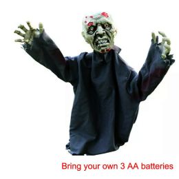 Halloween Scary Doll Horror Decoration To Insert Large Swing Ghost New Voice Control Decoration Outdoor Home Garden Scary Props (Color: A-Grey, Ships From: China)