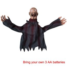 Halloween Scary Doll Horror Decoration To Insert Large Swing Ghost New Voice Control Decoration Outdoor Home Garden Scary Props (Color: B-Grey, Ships From: China)