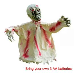 Halloween Scary Doll Horror Decoration To Insert Large Swing Ghost New Voice Control Decoration Outdoor Home Garden Scary Props (Color: A-White, Ships From: China)