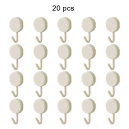 20pcs Self Adhesive Wall Hook Kitchen Bathroom Hook Strong Without Drilling Non-Marking Hook Door Towel Hanger Cute Hook Storage (Color: 20pcs White, Ships From: China)