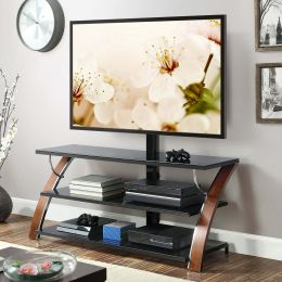 3-in-1 Flat Panel TV Mount for TVs up to 65" Cherry Red & Charcoal Gray (Color: Cherry red, Material: wood and metal)