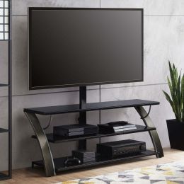 3-in-1 Flat Panel TV Mount for TVs up to 65" Cherry Red & Charcoal Gray (Color: Charcoal Gray, Material: wood and metal)