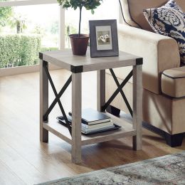 Magnolia Metal X Set of 2 End Tables (Color: Grey Wash, Material: Laminate, Metal, MDF)