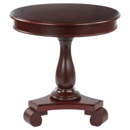 Avalon Hand Painted Round Accent table in Antique (Color: Vintage Wine, Material: Veneer and Wood)