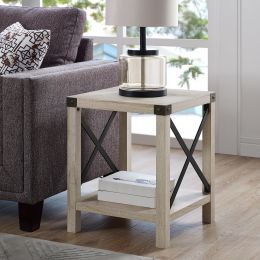 Magnolia Metal X Set of 2 End Tables (Color: White Oak, Material: Laminate, Metal, MDF)
