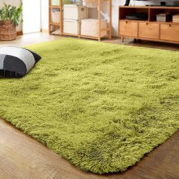 Fluffy Rug for Living Room Bedroom Big Area Rugs Floor Mat Home Decor; 5'x8' (Color: Grass Green, Material: Polyester)
