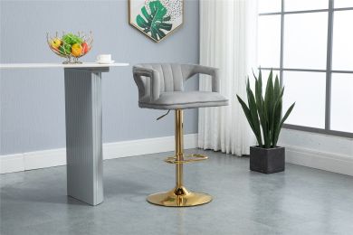 COOLMORE Vintage Bar Stools with Back and Footrest Counter Height Dining Chairs (Color: Gray)
