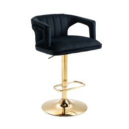 COOLMORE Vintage Bar Stools with Back and Footrest Counter Height Dining Chairs (Color: Black)