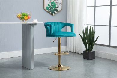 COOLMORE Vintage Bar Stools with Back and Footrest Counter Height Dining Chairs (Color: Teal)