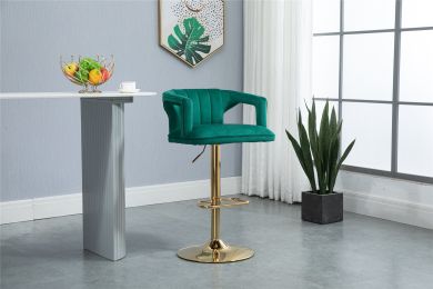 COOLMORE Vintage Bar Stools with Back and Footrest Counter Height Dining Chairs (Color: Green)