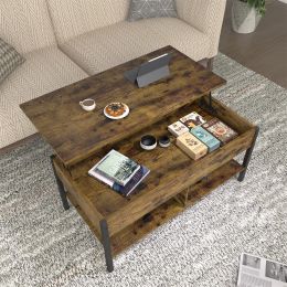 Modern Wood Lift Top Coffee Table (Color: Brown, Material: Wood, Melamine, Metal)