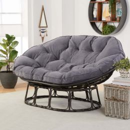 Simple and elegant chair with soft 4.5" thick tufted seat cushion (Color: Charcoal Gray, Material: Wood, Steel)